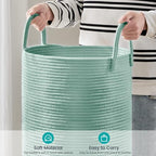 YOUDENOVA Cotton Rope Laundry Hamper Basket, 58L Blanket Basket - Image 4