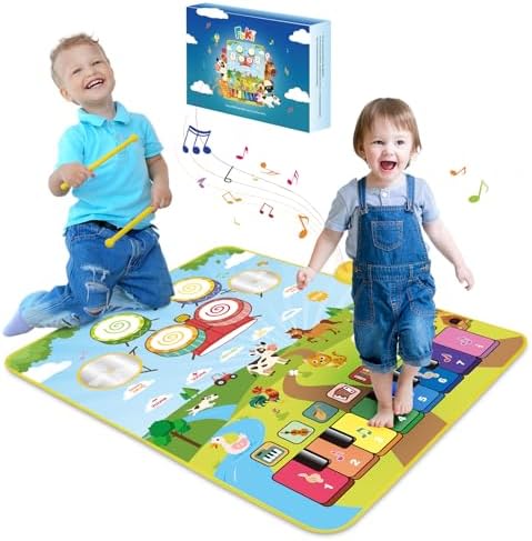FOKI 3-in-1 Music Mat for Baby & Toddler Gifts, Drum & Animal by FoKi