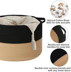115L Extra Large Blanket Basket, Woven Laundry Basket-Black&Camel - Image 3