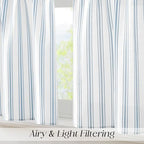 ZJDECOR Blue White Striped Semi Sheer Kitchen Curtain Valances - Image 2