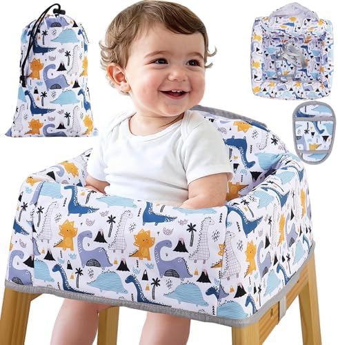 High Chair Cover Portable with 3-Point Harness, Waterproof Baby Seat Cover by Lunobubo
