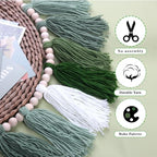 Green Boho Yarn Tassel Garland Sage Green Garland Wall Hanging Decor Forest - Image 6