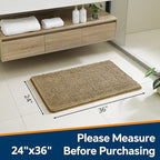 Chenille Bathroom Rug 24"x36" Tan, Non-Slip Plush Bath Mat - Image 2
