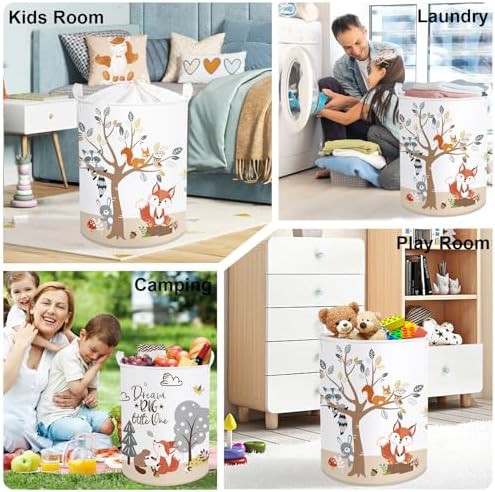 Forest Animals Laundry Hamper Woodland Tree Large Storage Basket Parents - Image 7