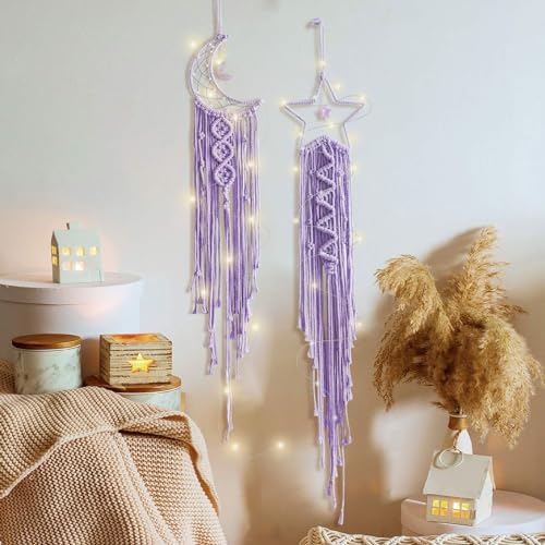 Moon Star Dream Catcher Decor, Macrame Wall Hanging Boho Home Decor - Image 5