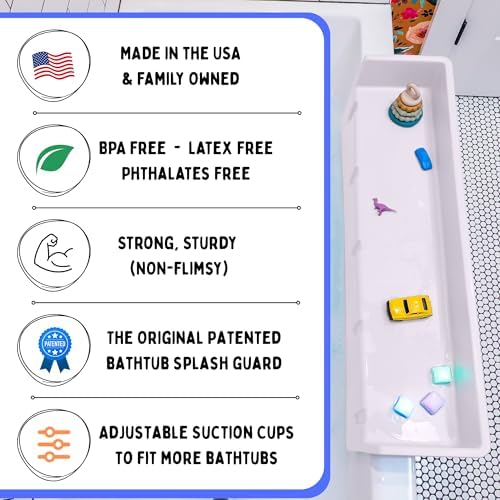 Tub Topper Kids Bathtub Splash Guard, Shelf & Toddler Bath Toy Tray - Image 2