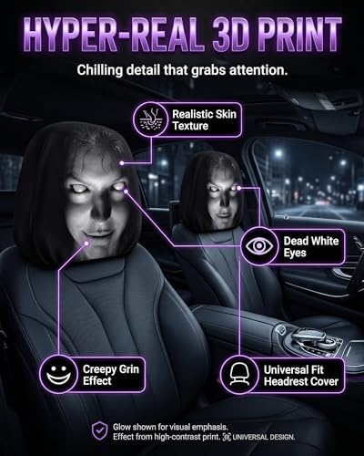 Creative Car Headrest Covers, Ghost Face Headrest Covers, Scary Covers - Image 4