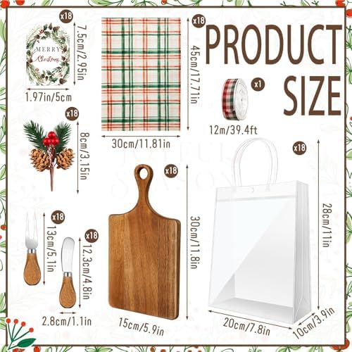 18 Sets Christmas Cutting Board Bulk Christmas Gifts Acacia Wooden Square - Image 2
