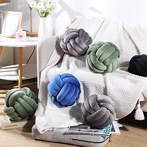 Namalu 10.6 Inches 2 Pcs Knot Pillow Decorative Throw Pillow, Dark Gray - Image 3
