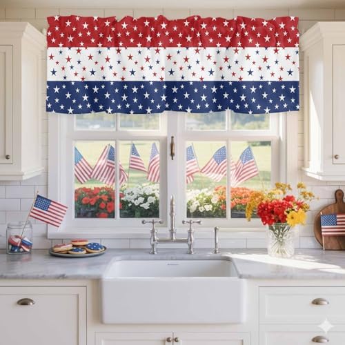 Vandarllin July 4th Kitchen Curtains Valances - Image 2