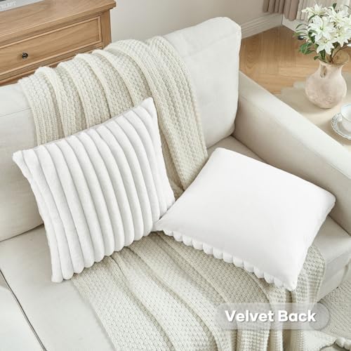 FUTEI Pack of 2 Faux Fur Throw Pillow Covers 24x24 Inch - Image 4