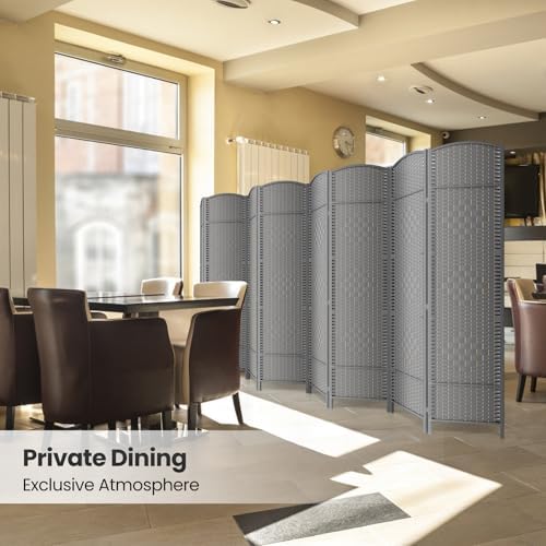 8 Panel Folding Room Divider, Woven Privacy Screen - Image 6