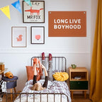 Long Live Boyhood Banner – Boy Room Decor Linen Banner Hanging Flag Retro Pink - Image 5