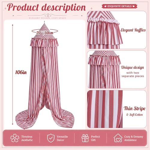SmoothNovelty Red Striped Bed Canopy - Image 2