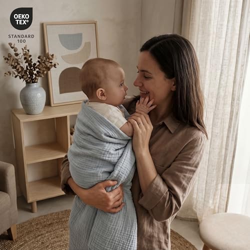 Muslin Swaddle Blankets for Newborn, 3 Pack Breathable Soft Receiving Blanket - Image 2