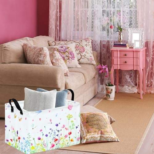 Spring Flower Gift Storage Basket Rectangle Storage Organizer - Image 6