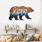 Personalized Baby name signs for nursery, for kids room Bear wooden nursery - Image 3