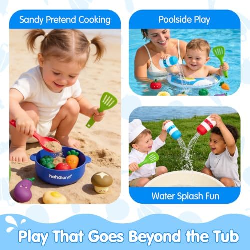 hahaland Bath Toys for Kids Ages 1-3, Color-Changing Pretend Cooking Set - Image 6
