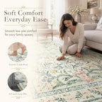 Wonnitar Floral Round Rugs 6ft, Boho Large Machine Washable Circle Rug - Image 3