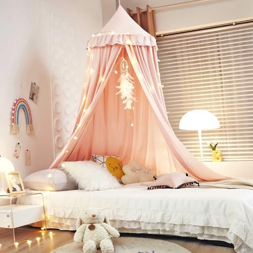 Kertnic Decor Princess Canopy for Girls Bed, Soft Smooth Playing Tent Canopy - Image 2