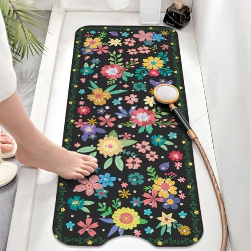 Non Slip Bathtub Mat, Extra Long Flower Bath Mat - Image 6