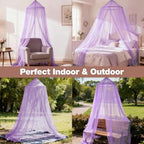 Purple Bed Canopy for Girls, Round Canopy from Ceiling - Image 5