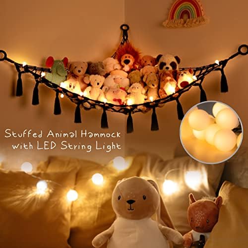 Cotton Stuffed Animal Organizer, Handmade Macrame Hanging Net Hammock - Image 2