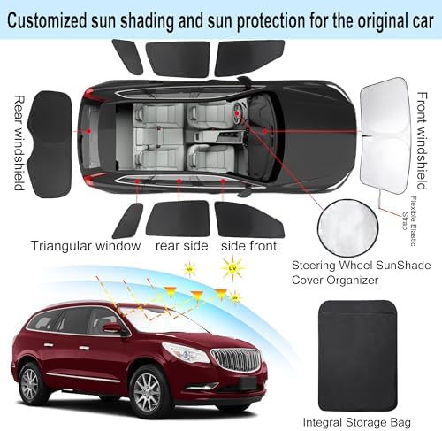 TINGLU Window Shades for Buick Enclave 2010-2017 Accessories Car Side Full - Image 3