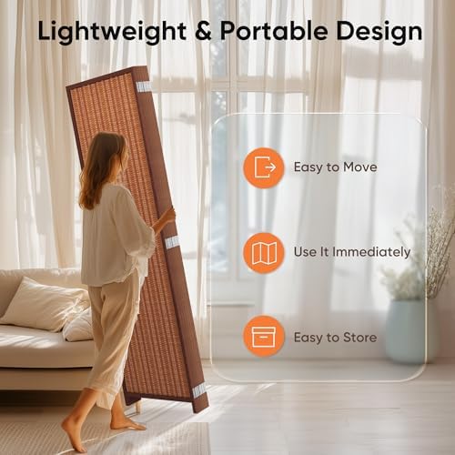 JOSTYLE 6 Panel Folding Privacy Screen 6ft Bamboo Freestanding Room Divider - Image 5