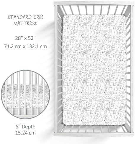 Butterblu Frankie Fitted Crib Sheet 100% Organic Cotton, Puppy Party - Image 6