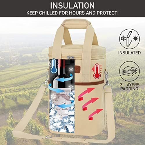 opux Insulated Wine Cooler Bag, Leakproof 4 Bottle Wine Tote Carrier - Image 2