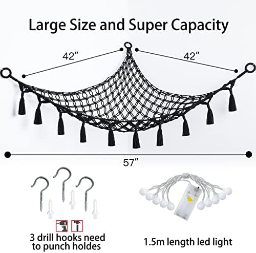 Cotton Stuffed Animal Organizer, Handmade Macrame Hanging Net Hammock - Image 4