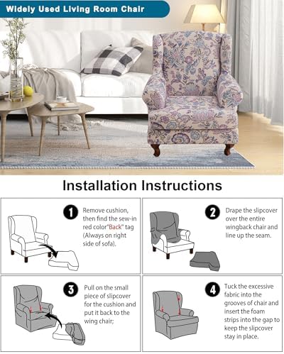 CRFATOP Wingback Chair Covers Wing Armchair Slipcovers - Image 6