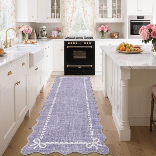 GarveeHome Scalloped Hallway Runner Rug 2.5x8 Non Slip Bedroom Rugs by GarveeHome