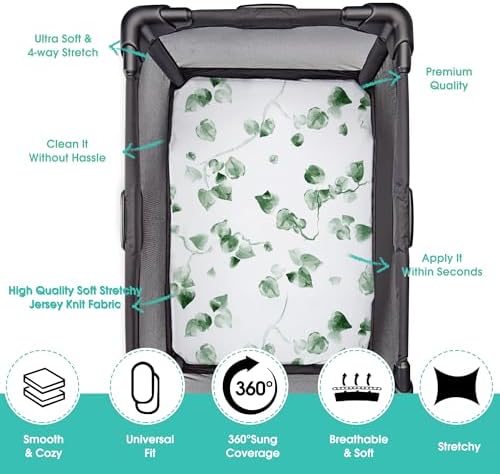 Pack n Play Sheets, BROLEX 2 Pack Mini Crib Sheets, Stretchy Portable Fitted - Image 2