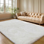 4x6 Cream White Fluffy Shag Rug by KICHOWUA