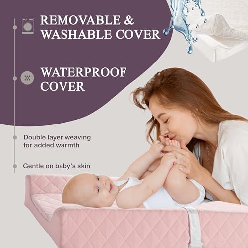 Organic Cotton Covered Contoured Baby Changing Pad | Waterproof Foam Mattress - Image 4