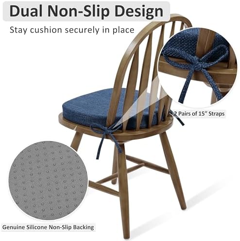 Shinnwa Kitchen Chair Cushions Set of 2, High-Resilience Foam Windsor Seat Pads - Image 5