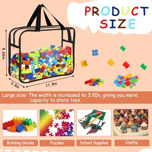 6 Pcs Large Toy Storage Bags Reusable Clear Toy Organizer - Image 2