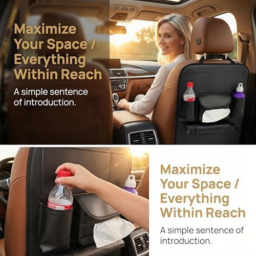 2 Pack PU Leather Premium Car SeatBack Organizer Travel Accessories Kick mats - Image 2