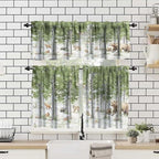 Forest Valance Curtain for Kitchen, Cartoon Forest Nature Animal Bear, Rabbit - Image 4