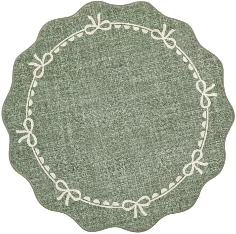 GarveeHome 5ft Round Rugs Washable Scalloped Bow Rug - Image 4