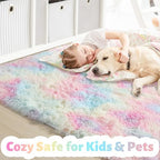 Amdrebio Rainbow Unicorn Pastel Cute Area Rug 4x6 - Image 2