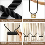Hion Magnetic Curtain Tiebacks Black 6pcs, Curtain Holdbacks Hooks Holders - Image 3