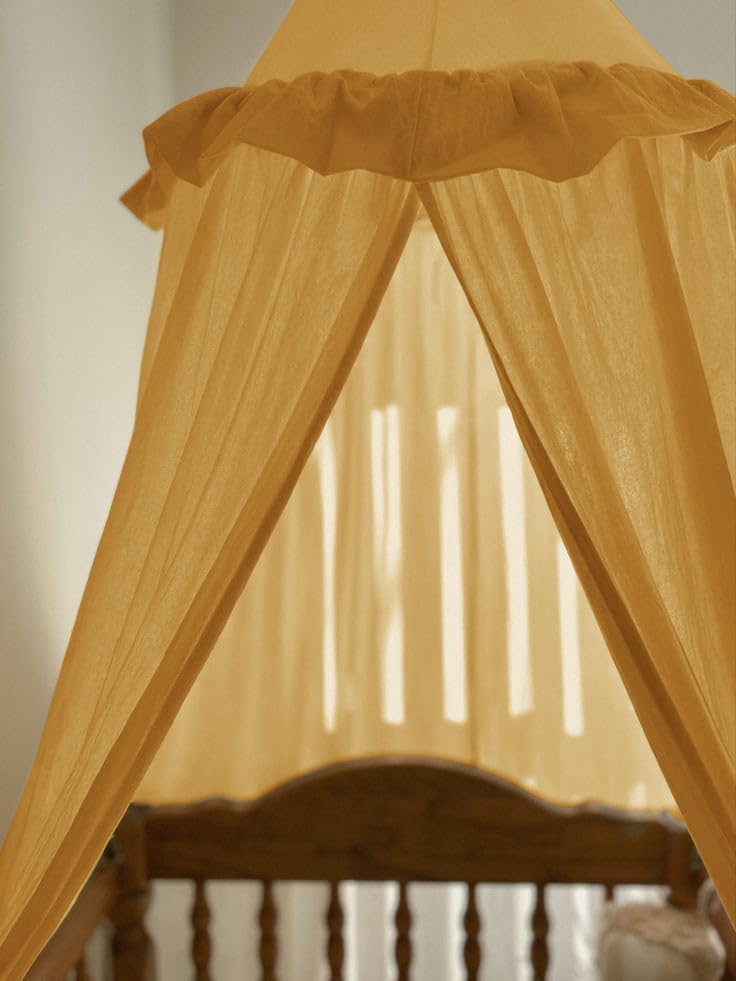 ZEAK Kids Bed Canopy with Ruffles Cotton Hanging Tent Frills Curtain Net - Image 5