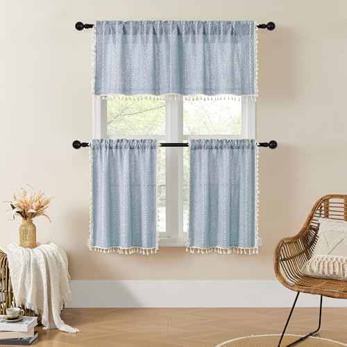 MitoVilla Boho Kitchen Curtains 36 Inch Length, 2 Panels Modern Farmhouse Short - Image 3