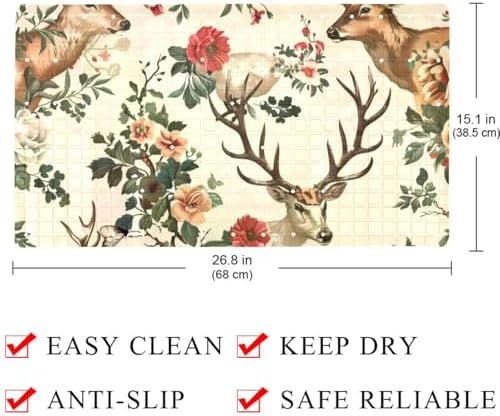 Bathtub Mat Non Slip 26.8x15.1In, Florals Deer Bath Mat - Image 4