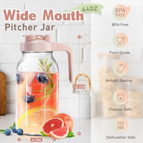 Mason Jar with Pour Spout Lid V-shaped, 2 Quart Iced Tea Pitcher Double Leak - Image 6