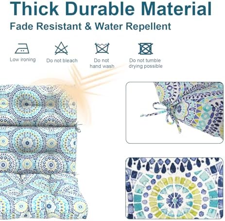 DYTXIII Outdoor High Back Chair Cushions Set of 2, Water Repellent Tufted - Image 4