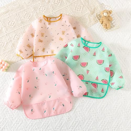 Long Sleeved Bibs, Baby Feeding Smock 6-30 Months - Image 4